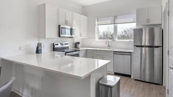 Fridge, dining tables
