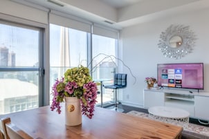 Elite Apartment, 1 Bedroom, Kitchen, City View | Living area