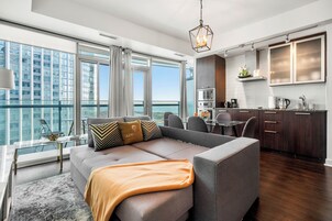 Superior Apartment, Multiple Beds, Balcony, Lake View | Living area