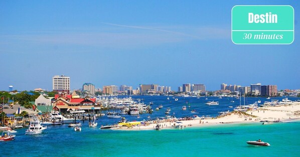 Enjoy stunning views of the bustling marina and beach from this waterfront hotel.