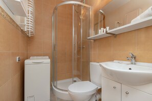 Apartment, 1 Bedroom, Balcony, Sea Facing | Bathroom | Shower, free toiletries, hair dryer, towels
