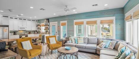 House, Multiple Beds, Patio, Pool View (Pura Vida) | Living area | 42-inch TV with digital channels