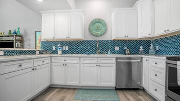 House, Multiple Beds, Pool Access, Pool View (Aqua Dreams) | Private kitchen | Coffee/tea maker, dining tables