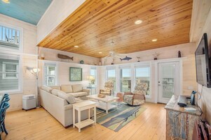 House, Multiple Beds, Patio, Ocean View (Mermaid Retreat) | Living area | 42-inch flat-screen TV with digital channels