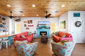 House, Multiple Beds, Patio, Pool View (Mermaid Cove PA) | Living area - Eleventh II (Port Aransas)