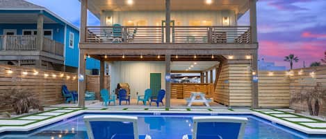 Piscine extérieure, piscine chauffée