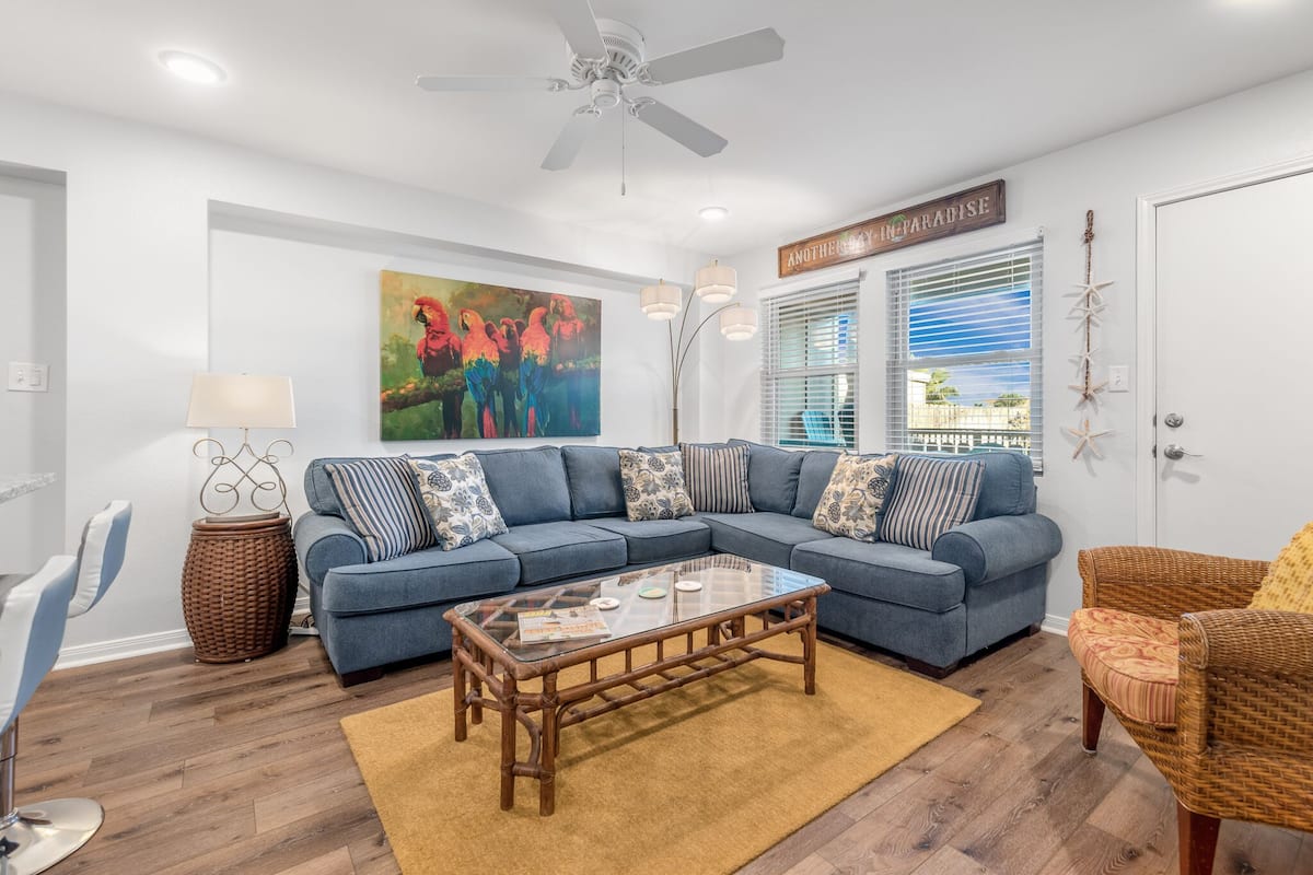 Condo, 1 King Bed with Sofa bed, Patio, Pool View (Sunrise Villas 101) | Living area | 42-inch flat-screen TV with digital channels