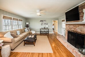 House, Multiple Beds, Pool Access, Pool View (Oleander House) | Living area - Oleander House - Pet Friendly! Private Pool! (Port Aransas)