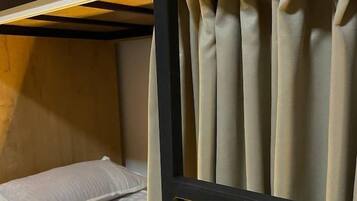 Laptop workspace, blackout curtains, soundproofing, free WiFi