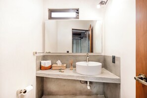 Suite estudio de lujo | Baño | Regadera y toallas 
