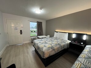 Desk, laptop workspace, free WiFi, bed sheets