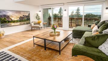 TV, fireplace, foosball