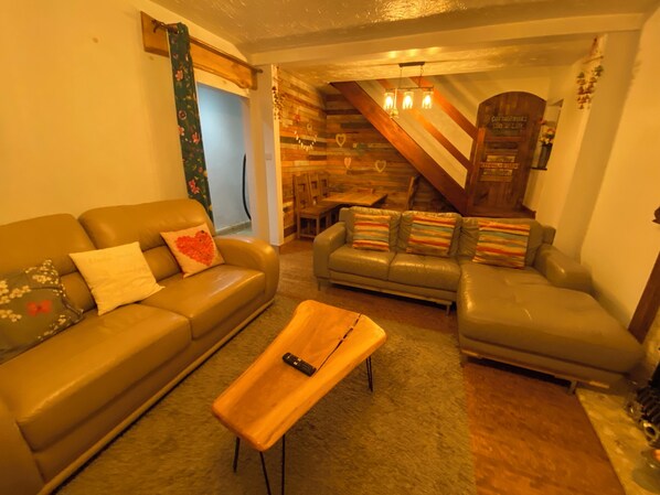 Smart TV, chimenea y reproductor de DVD 