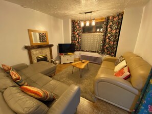 Smart TV, chimenea y reproductor de DVD 