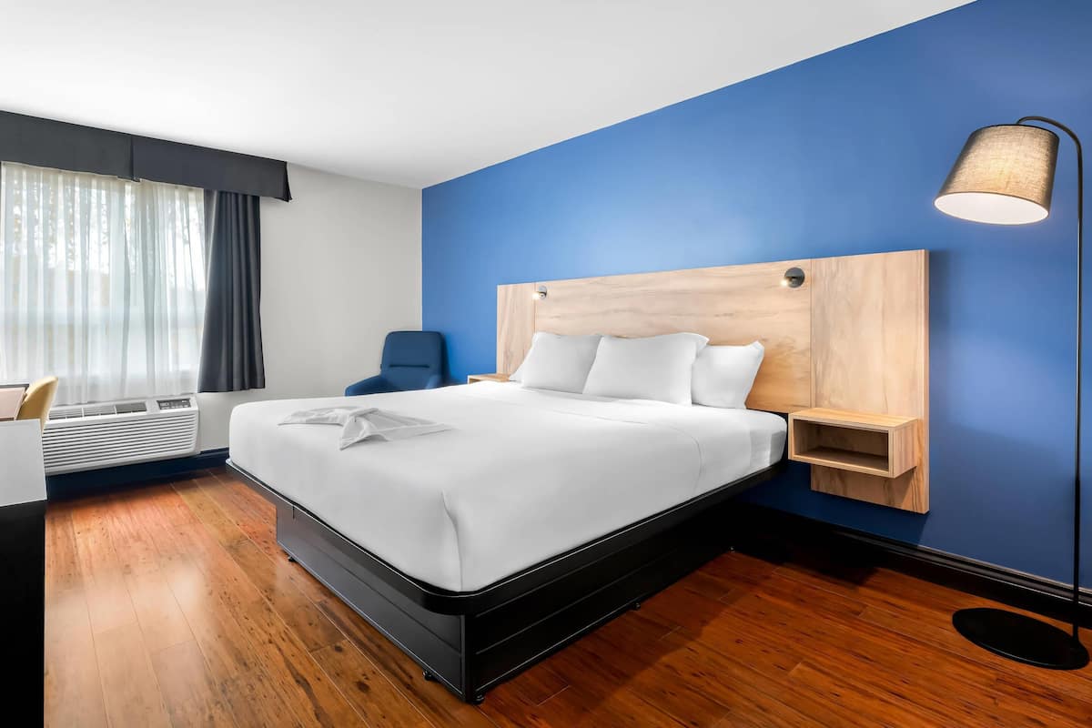 Quarto standard, 1 cama King, para não fumantes | Roupas de cama premium, edredons de pluma, cortinas blackout