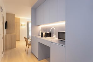 Mini-fridge, microwave, stovetop, dishwasher