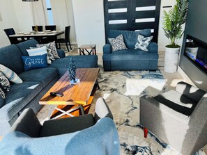 Smart TV, fireplace, video games