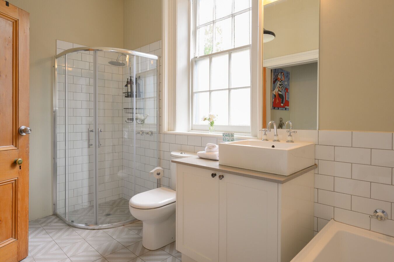 Eco-friendly toiletries, hair dryer, towels