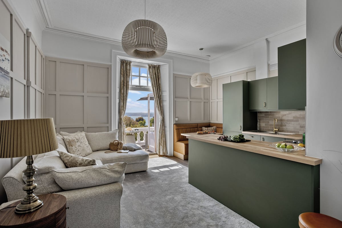 50-inch flat-screen TV with digital channels, streaming services