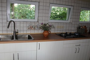 Réfrigérateur, micro-ondes, plaque de cuisson, cafetière/bouilloire