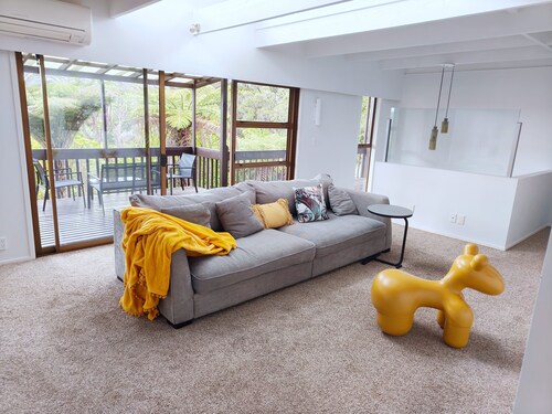 Family room with door lock and self bathroom with bush view