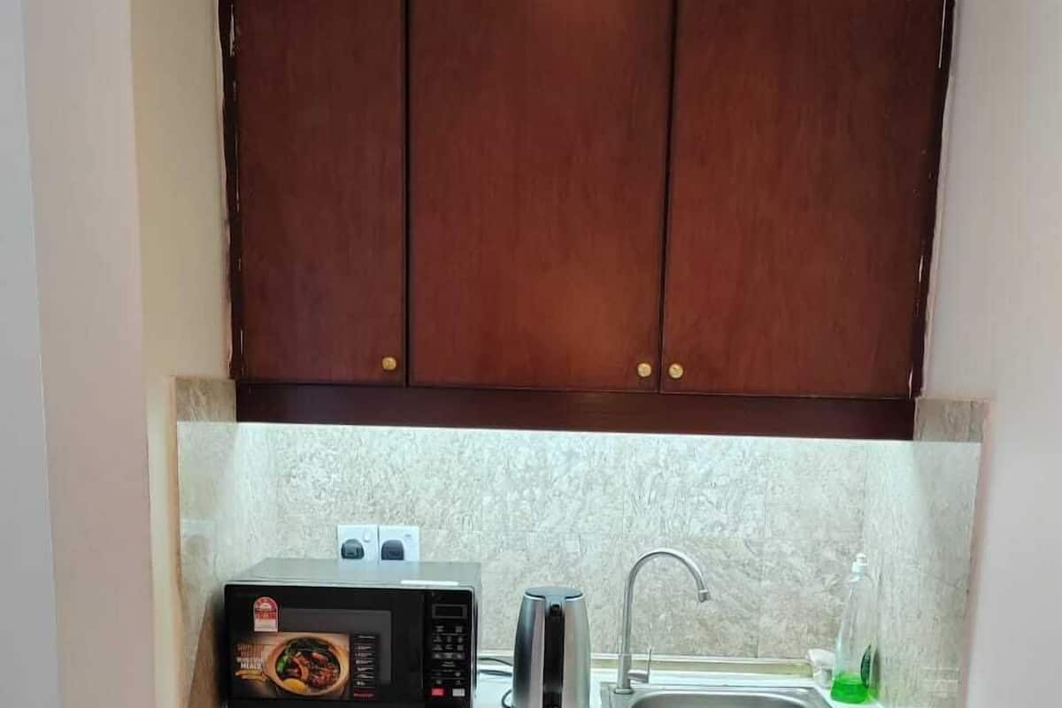 Mini-fridge, microwave, oven, dishwasher