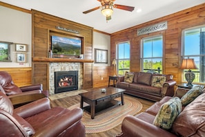 TV, fireplace, video games