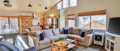 TV, fireplace, offices