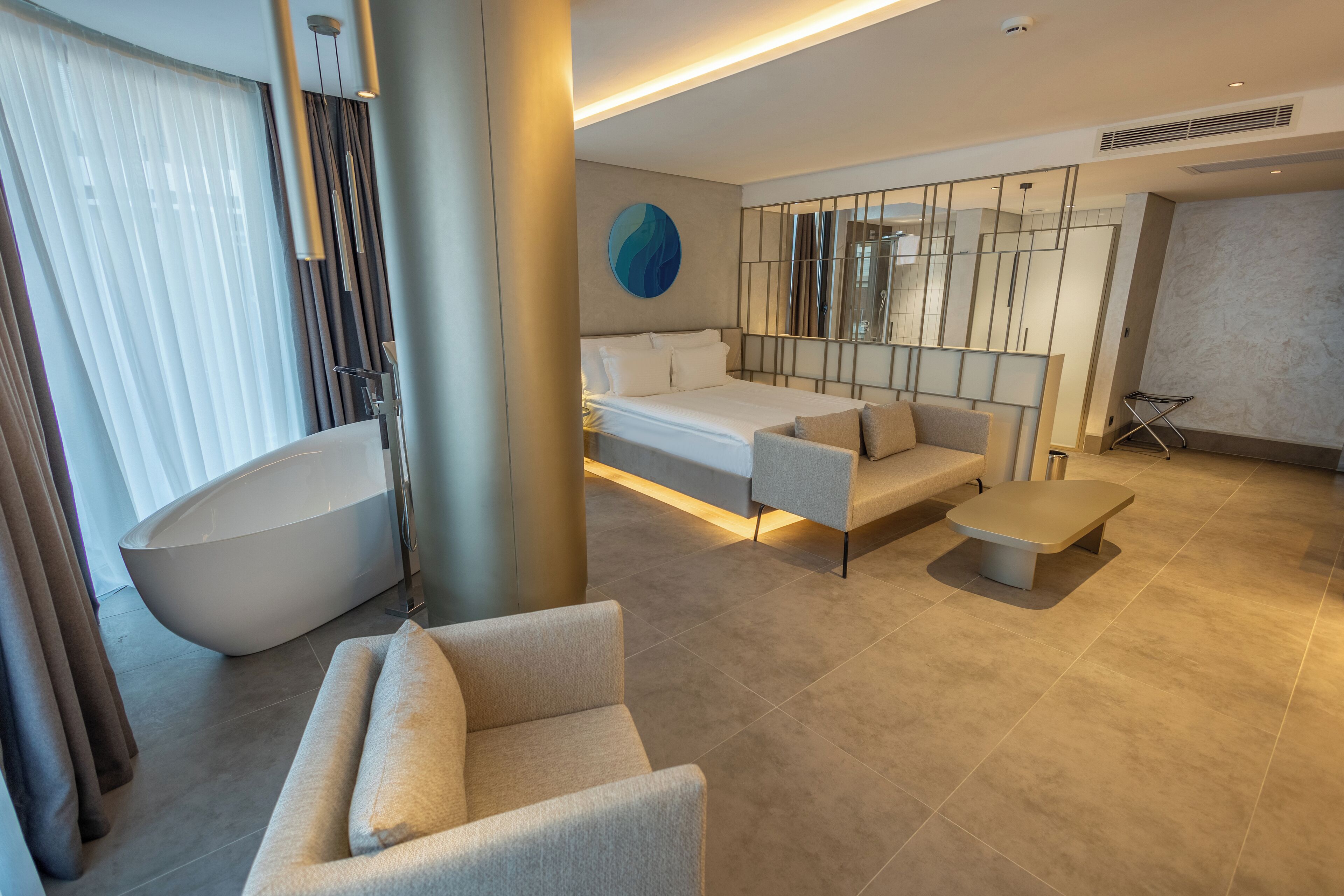 Honeymoon Room, 1 King Bed, Partial Sea View | Premium bedding, minibar, in-room safe, individually decorated