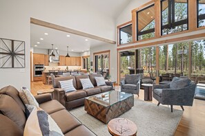 Télévision, cheminée, table de tennis de table