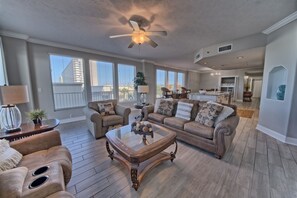 Condo, 3 Bedrooms | Living area - Modern Oceanfront Retreat, Spacious Balcony - 0207 3 Bedroom Condo by RedAwning (Panama City Beach)