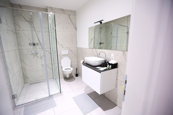 Towels, soap, toilet paper
