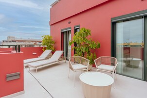 Apartemen Deluks, pemandangan kota | Teras/patio