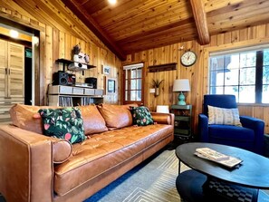 Chimenea, libros y oficina