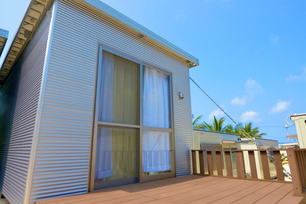 Relax on a deck with a serene view.