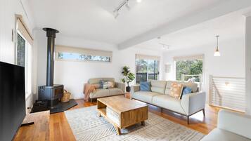 TV, fireplace, table tennis, books