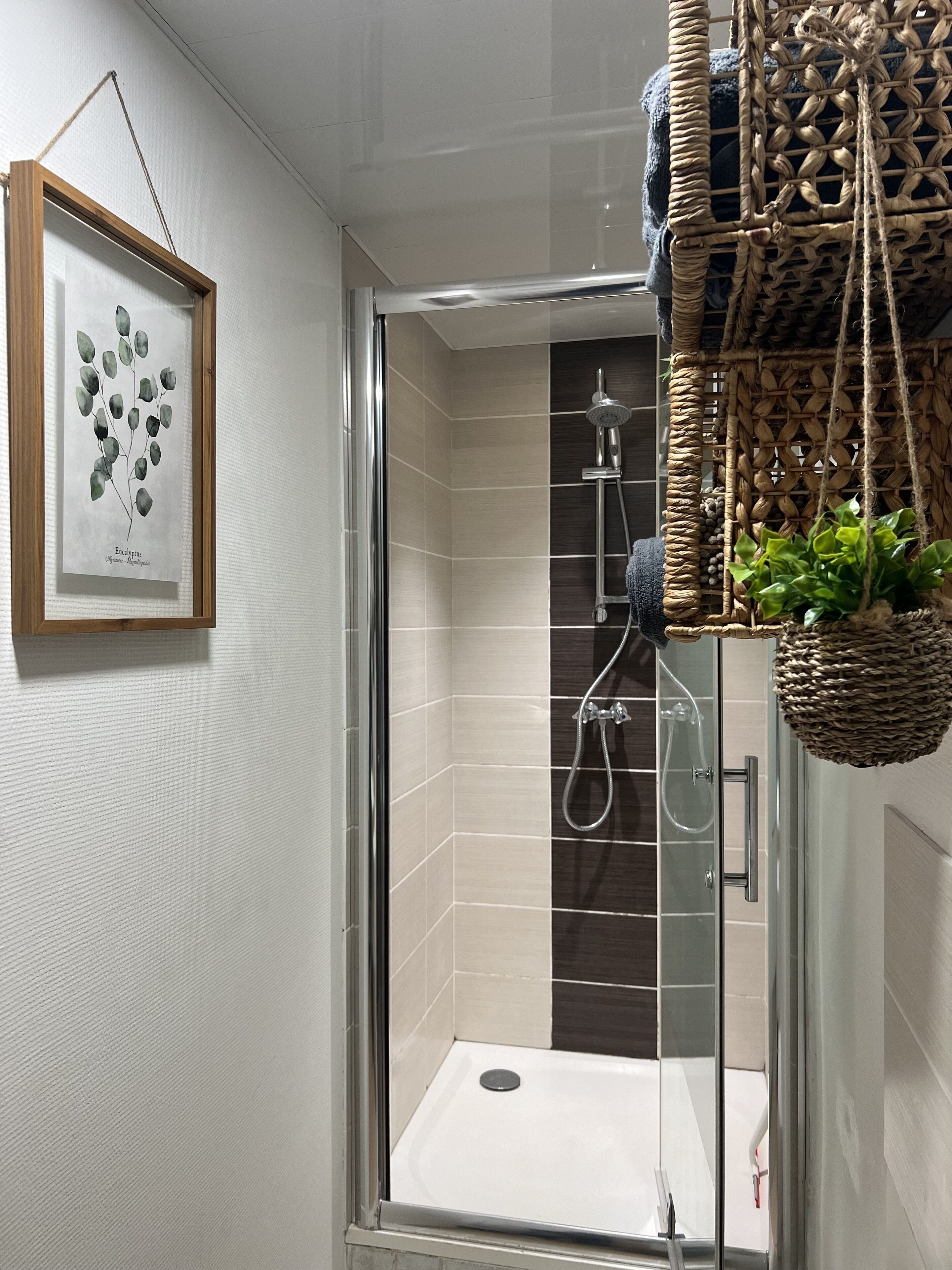 Suihku, hiustenkuivaaja, pyyhkeet, saippua