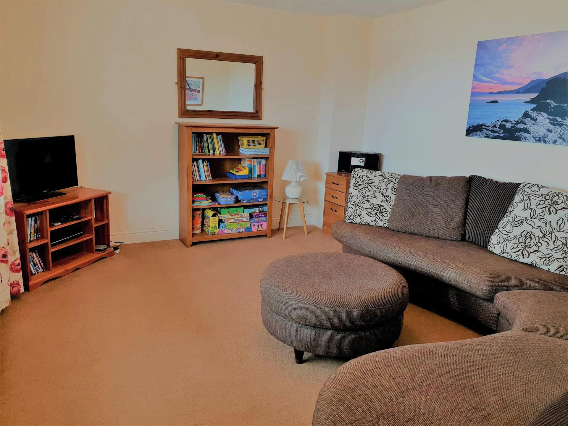 Smart TV, chimenea, reproductor de DVD