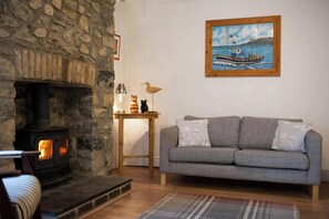 Televisión y chimenea 