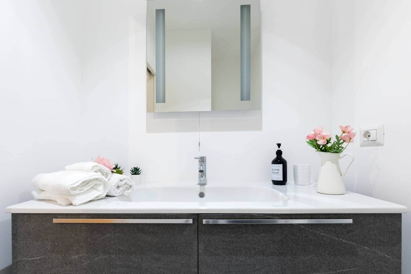 Shower, free toiletries, hair dryer, bidet