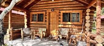 Comfy cabin is situated on the Silver Gate property which overlooks 10,000ft tall mountain peaks surrounding the town.