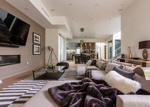 TV, fireplace, offices