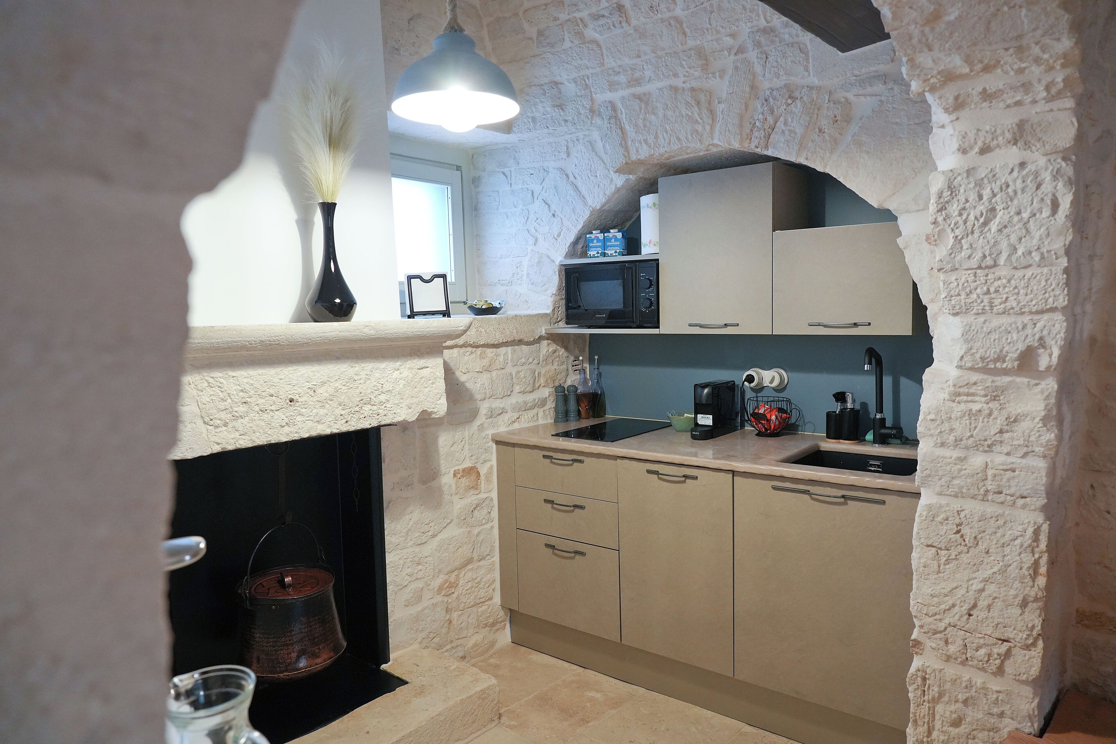 Trullo Superior | Cuisine privée | Grand réfrigérateur, micro-ondes, plaque de cuisson, lave-vaisselle