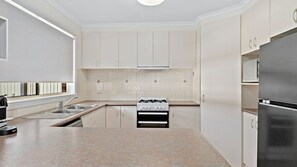 Fridge, microwave, oven, dishwasher