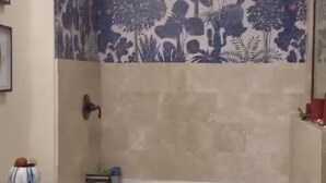 Un bagno con una vasca, un water e un lavandino.
