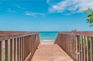 On the beach, sun loungers, beach towels - Spectacular Beachfront Retreat! At Island Beach Resort. (Jensen Beach)