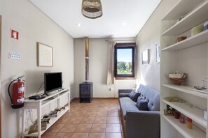 Televisión y chimenea 