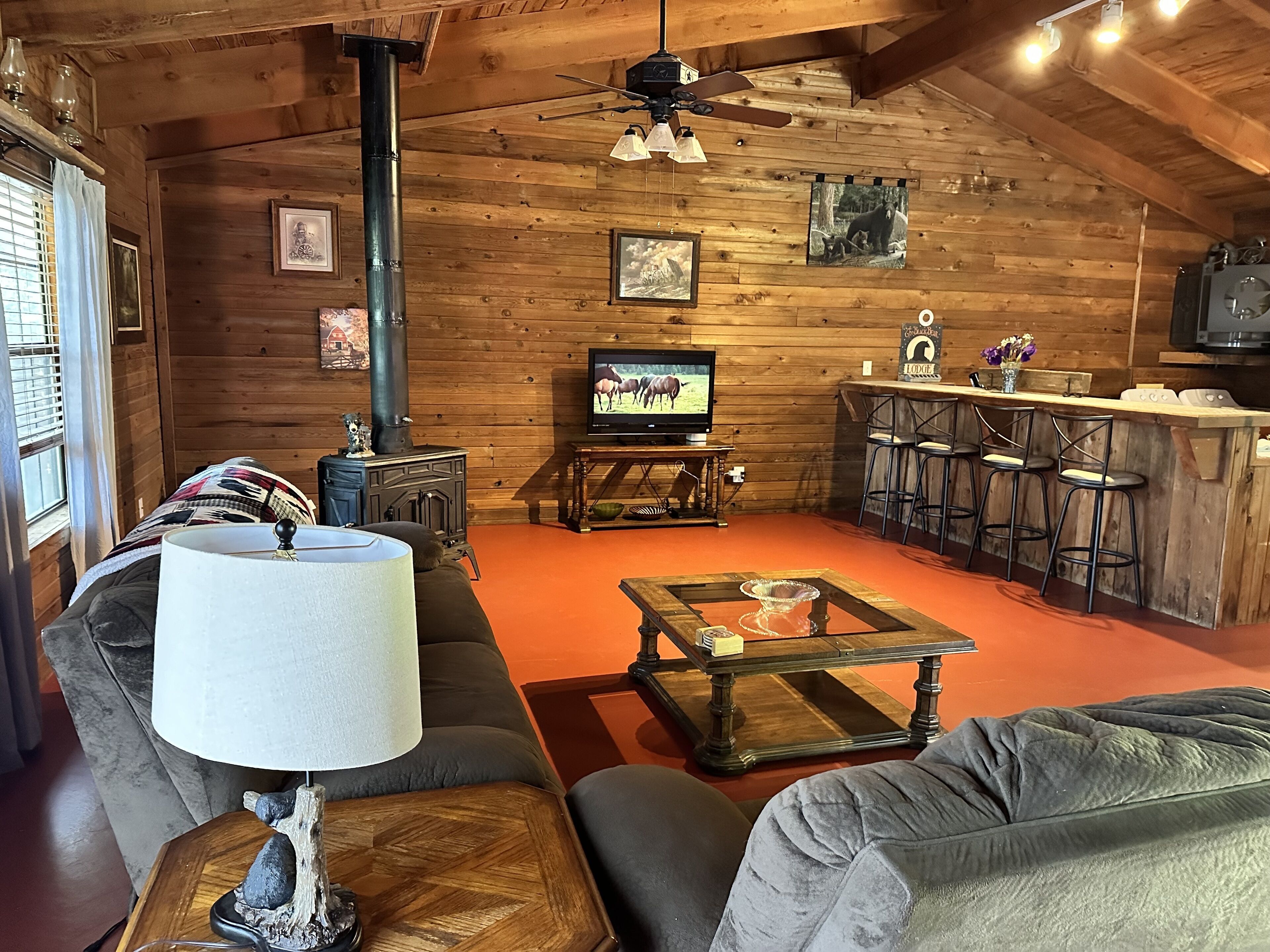 Älytelevisio, takka, kirjoja