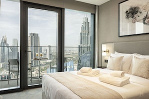 Bedroom with direct balcony access - NEW | 3BR Burj Fountain NYE View | Address (Dubai)