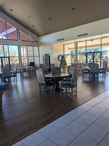 House refurbished in HOA with its own great recreational area and heated pool.
